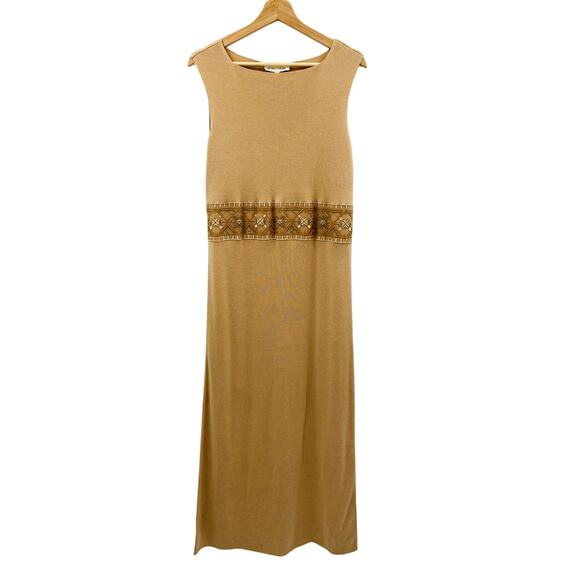 Escada EU 38 Tan Knit Sleeveless Maxi Dress